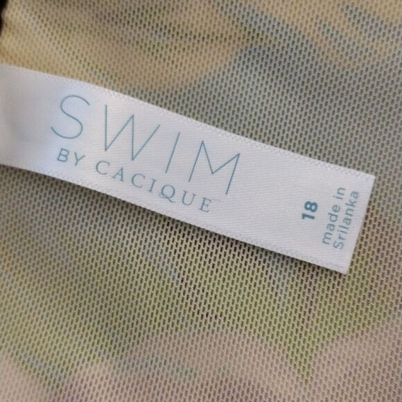 Cacique Teal Tropical Lined No Wire Halter Swim Top Plussize 18 - Picture 11 of 14